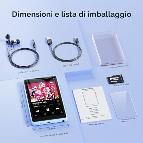 160GB MP3 Player with Spotify, Bluetooth and WiFi, 4.5 Inch Touchscreen, MP4 Player, Android Music Player 13 MP3 MP4 with Spotify, Play Store, Amazon Music, Deezer, FM Radio