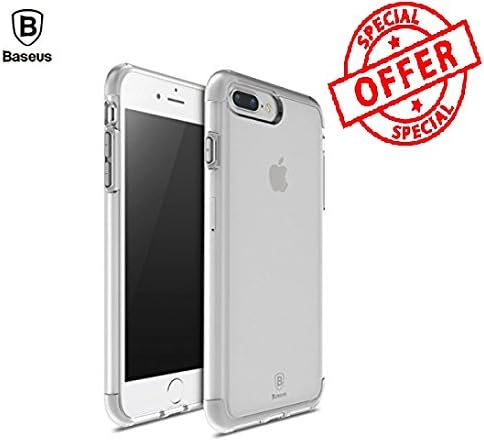 BlueInk Guards Series Baseus Back Case For iPhone 7 Plus Electroplating Arc edge Shock Absorption Bumper Cushion + Scratch Resistant Clear TPU Design Back Case (Silver)