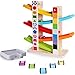 Toddler Toys Car Ramp Best Birthday Christmas Gifts Toy for 1 2 3 4 Years Old Boy Girl Race Track 5 Level Wooden Ramp Racer Switchback Race Track with 5 Speed Cars Early Educational Car Toys
