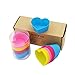 24 Packs Reusable Silicone Backing Cup Mold - Non-stick Heat Resistant (Up to 446F) Mini Food Grade Cupcake Liners/Muffins Cup Molds in storage Container, [6 Heart-Shaped Each with 4 Colors]