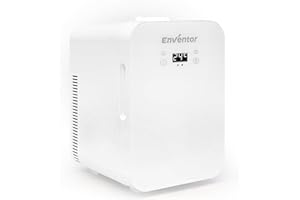 Enventor 10L Mini Refrigerator Skincare Fridge, AC 120V DC 12V Mini Portable Thermoelectric Cooler and Warmer Refrigerators with LCD Temperature Display for Cosmetics, Food, Office and Car (White)