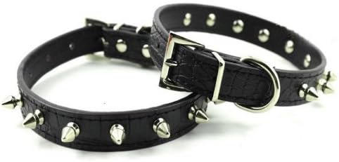 Namsan Large Puppy Dog Doggie Cats Pet Leather Collars With Slivery Studded Spiked Gator (black,purple,white,red,rose) & (Extra Small,Small, Medium, Large)-Large-Black