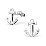 925 Sterling Silver Hypoallergenic Anchor Stud Earrings for Women or Girls 16544