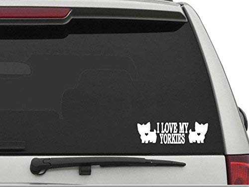 Decal DanDecal Dan - "I Love My Yorkies" Vinyl Die Cut Car Truck Window Decal Sticker Laptop