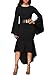 Sidefeel Women Bell Sleeve Mermaid Bodycon Midi Dress with Belt XX-Large Black