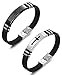 Jstyle Jewelry 2 Pcs Men's Stainless Steel Religious Black Rubber Cross Bracelet A