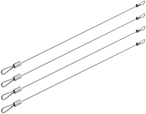 TCH Hardware 4 Pack Steel Looped Aircraft Cable 12" Long - Galvanized Wire Rope + Crimps Ferrules