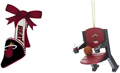 Miami Heat NBA Stadium Seat Christmas Ornament And Team Shoe Bundle 2 Pack