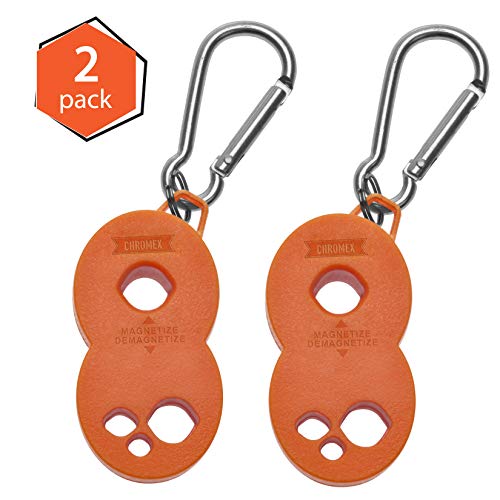 Magnetizer Demagnetizer Tool for Screwdrivers and Bits with Carabiner Hook for Keychains or Belt Loops (Orange - 2 Pack) - Thumbnail 4