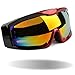 Orgrim Tactical Windproof Cycling Googles Uv400 Motorcycle Ski Snowboard Goggles Eyewear Sports Protective Safety Glasses with Extra Long Adjustable Strap (Red Frame Colorful Lens)