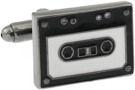 Novelty White &amp; Black Tape Design Rectangle Cufflinks Wedding Shirt Cuff Links