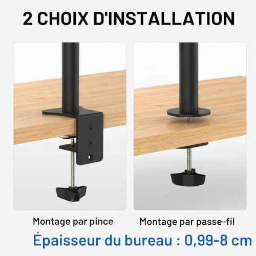 GRIFEMA GB2001-2, 2 Screen PC Monitor Stand for 13-32 Inches, PC Monitor Arm VESA 75 x 75-100 x 100 mm, 360° Rotation, ± 90° Angle Tilt, Height Adjustable, Maximum Weight 9 kg, Black
