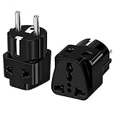 European Adapter,UROPHYLLA Travel Adapter 2 Pack European Power Adapter Schuko Plug Adapter,Universal Plug Adapter for Germany France Denmark Iceland Netherlands Finland Russia Greece Spain etc
