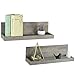 MyGift 24 inch Vintage Design Wall Mounted Floating Wood Shelves with Gray Finish, Set of 2