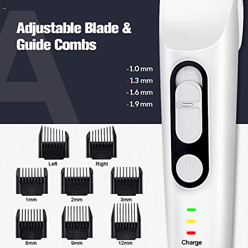 Tondeuse Cheveux Hommes Professionnel liaboe Tondeuse Barbe Rechargeable sans Fil avec Sabots Réglable 5 Hauteurs de Coupe（1.3mm-12mm）Norme d\'Étanchéité IPX7 Silencieux et Durable