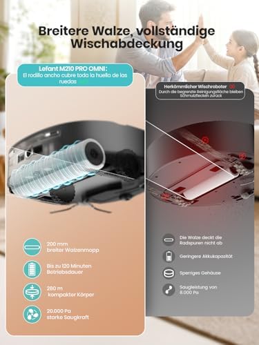 M210 PRO Omni Saugroboter mit Roller Wischfunktion