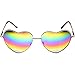 zeroUV - Womens Metal Frame Flash Mirror Rainbow Lens Heart Shape Sunglasses