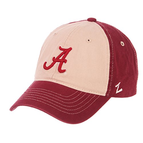 ZHATS NCAA Alabama Crimson Tide Men's Moab Relaxed Cap, Adjustable, Stone/Team Color