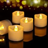 Beichi Battery Tea Lights Bulk, Set of 24 Flameless LED Tea Lights Candles Battery Operated, Electric Tea Lights Flickering, Amber Yellow Mini LED Candles with Melted Edge Design, 1.4'' D x 1.25'' H