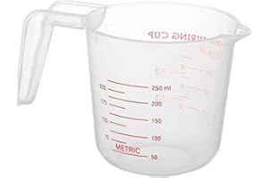 Plastic Measuring Cup with Scale Handle 250ML Transparent Measuring Cups Nesting Stackable Container for Liquids Dry Solid Us