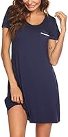 Ekouaer Women Sleepshirt Short Sleeve T-Shirt Nightgowns Night Shirt Comfy Sleep Loungewear Round Neck Nightshirt Soft S-XXL