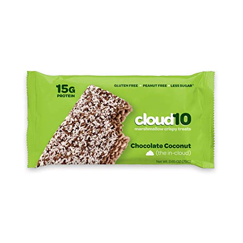 Cloud10 High Protein, Gluten Free, Dairy Free, Kosher, No Artificial Sweeteners, Peanut Free, Non-GMO, Marshmallow Crispy Treats, Chocolate Coconut (Pack of 10)
