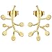Lotus Fun S925 Sterling Silver Stud Earrings Life Branches Leaves Dangle Earring Stud for Women and Girls, Handmade Unique Jewelry (Gold)