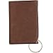 Leather Id Holder, Two-fold, Two I.D. Windows Keychain Pocket Wallet (Brown)
