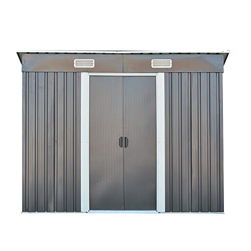 Abri de Jardin en Métal 5,1m³ Cabane à Outils Rangement (Gris)