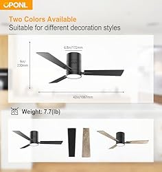 OPONL Black 42 inch Ceiling Fan with Light, Remote