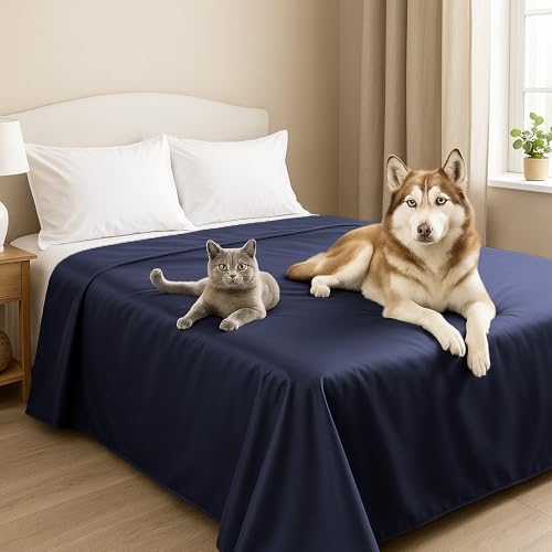 Byour3 – Tagesdecke SUPER wasserdichte Bettschutz Fleckenbeständig für Doppelbett Einzelbett Anti-Schimmel Anti-Tierhaar Katzen Hunde Haustiere Kinder Waschbare Decke (Königsblau, Queen Size)