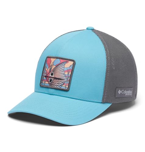 Columbia Unisex PFG Patch Mesh Ball Cap, Vintage Blue/Redfish Shine, L/XL