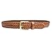 796-TAN/Toneka Men's Camel Tan Full Grain Braided Cowhide Leather Belt with Solid Brass Buckle
