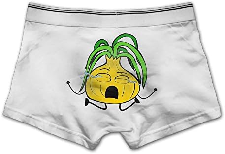 Louisa Men's Kawaii Onion Crying Boxer Briefs Underwear Modern Cotton Trunk XL White