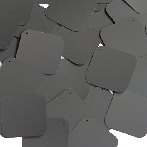 Sequin Square Diamond 1.5 inch Black Matte Silk Frost Couture Loose Paillettes. Made in USA.