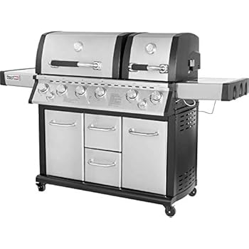 Royal Gourmet Mirage MG6001-R Two Split Lid 6-Burner Cabinet Propane Infrared Burner Gas Grill, Side Burner, 96,000 BTU,Stainless Steel