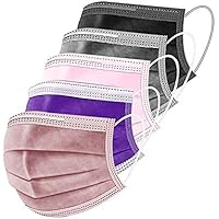 50 Pcs Multicolor Disposable Face Masks Breathable Non-woven Colorful Mask Facial Mouth Cover 3 Layer Protectors with…