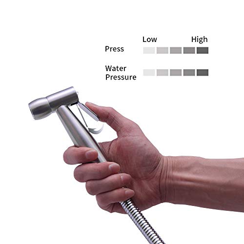 Vataler Adjustable Trigger Handheld Cloth Diaper Sprayer For Toilet, Brushed Finished Hygienic Toilet Bidet Water Cleaner & No Leakage 304 Stainless Steel Hose & Solid Brass T-Valve … - Thumbnail 2