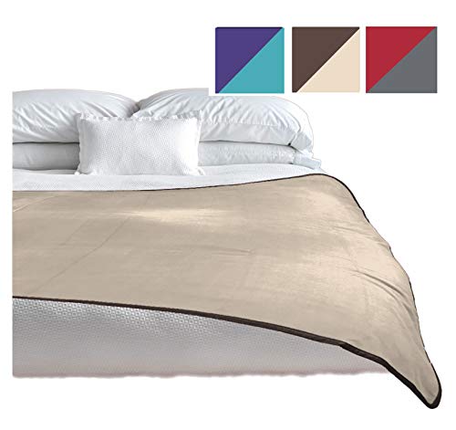 TOP Waterproof Blanket, Deluxe Bed and Furniture Protector for People and Pets, Reversible, Leak Proof Moisture Barrier, Soft Fleece (Brown Beige Reversible, Jumbo 80x60)