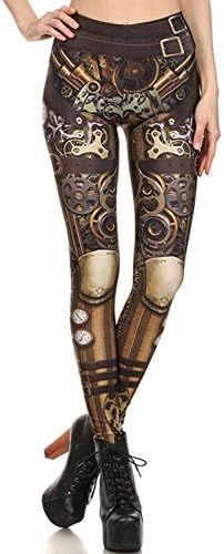 DawnRaid Womens Ultra Soft Halloween Leggings Pants Steampunk Gear Patterned Plus Size 3XL