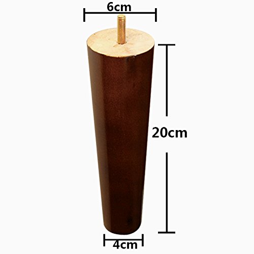 8 inch Wood Sofa Legs Walnut Finished Furniture Feet Replacement Legs Pack of 4 M8 Bolt For Coffee Table IKEA Bed Sideboards Cupboard Dresser