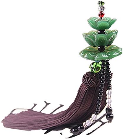 Green White Beaded Pendant Lotus Shape for Car Rearview Mirrors and Home Decorative Pendant Fable Good things (green)