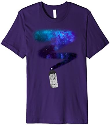 Mens Space Galaxy Universe Spray Paint Can Graffiti Stars T-Shirt Medium Purple