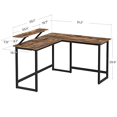 VASAGLE LShaped Computer Desk, Industrial Workstation for Home Office Study Writing and Gaming