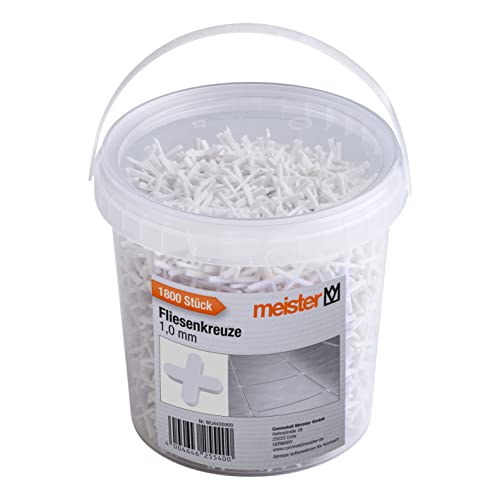 Meister Croce per piastrella, 1,0 mm, set pratico da 1800 pezzi, in robusto polipropilene, colore bianco, accessorio per la posa delle piastrelle, supporto per fughe, 4426900
