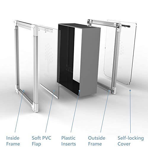 Upgraded 2 Ways Locking Dog Door for Exterior Doors,Medium Large Sliding Doggie Door,Metal Training Doggy Cat Door Indoor,Plastic Freedom Pet Door with Aluminum Lining,Consolidate Soft Flap,Anti-rust - Thumbnail 2
