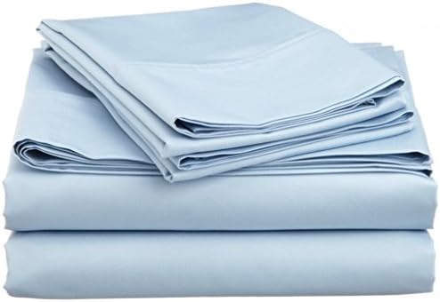 Light Blue Solid 500 TC 100% New Egyptian Organic Cotton 4 pcs Sheet Set Three Quarter (48X75 Inch) & 17 Inch Pocket Drop