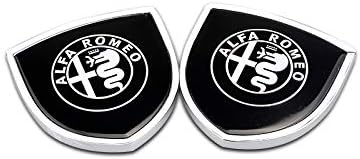 Ycsm 2 Pcs Metal Decorative Logo Shield Refit Logo Shield Car Logo Shield Badge Sticker for Alfa Romeo