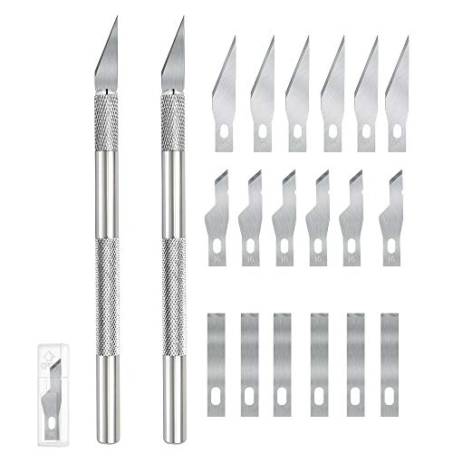 Craft Knifes, Premium Aluminium Alloy & Steel Blades Utility Knives Wood Carving Knife, Art Carving Knife, Engraving Hobby Knives for Crafts Arts Drawin - Thumbnail 6