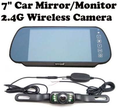 BW 7 inch car rearview mirror system with wireless car license ir camera
